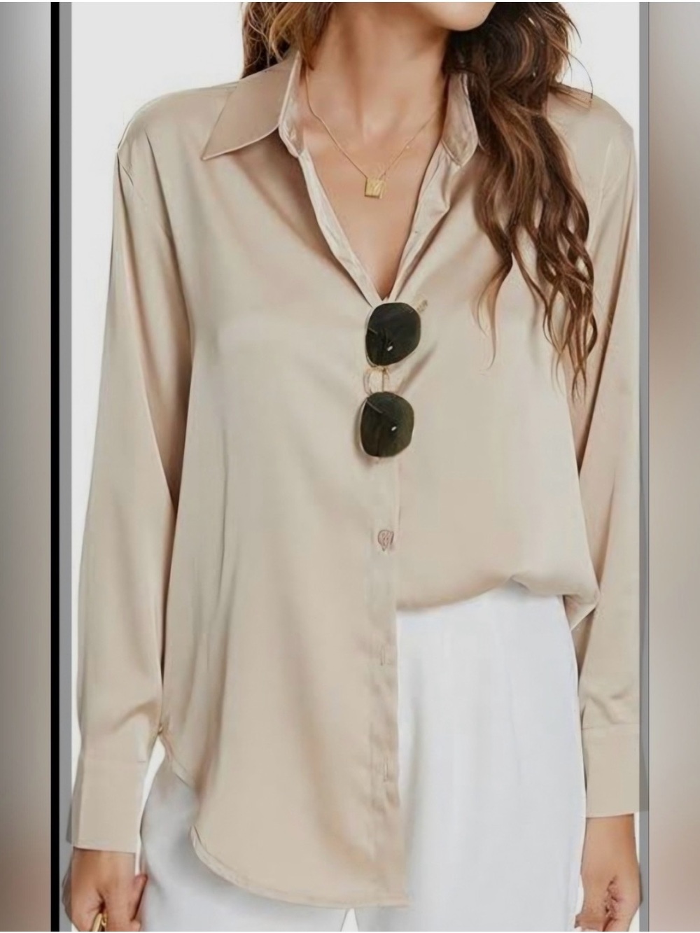 Zara Satin Effect oversized Button-Down in white 🤍